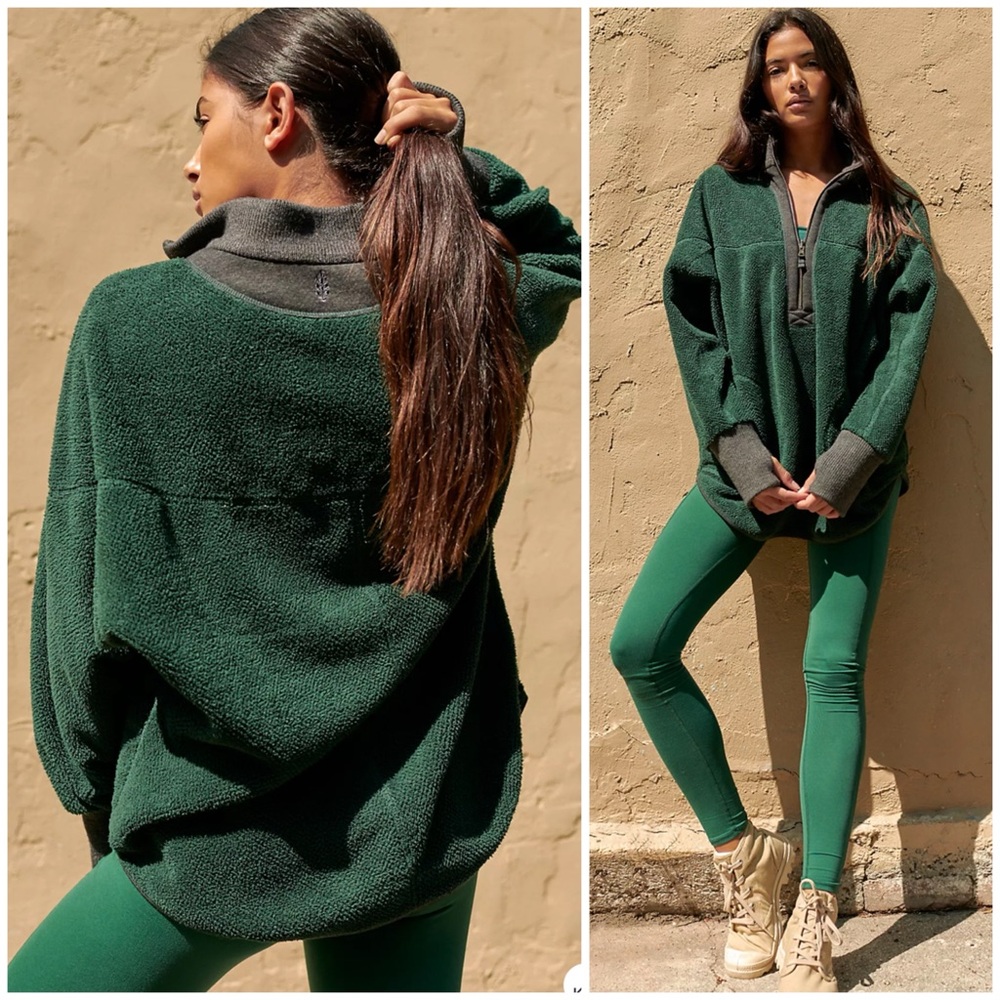 FREE PEOPLE MOVEMENT Mountain Dreamin' Reversible Pullover Green SZ L - Picture 2 of 11